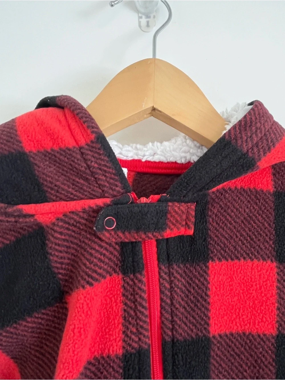 Gymboree Red and Black Buffalo Plaid Hooded One-Piece